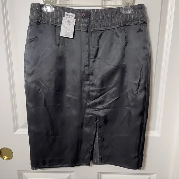 Armani Collezioni Gray Wool Pinstripe Pencil Skirt Lined - Picture 6 of 12